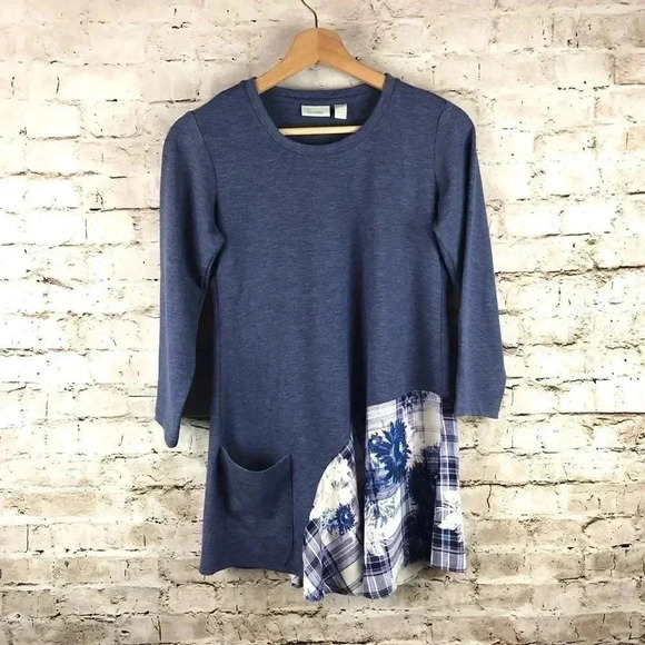 Women's LOGO Lounge Blue Floral Shirt size XXS - Picture 1 of 4